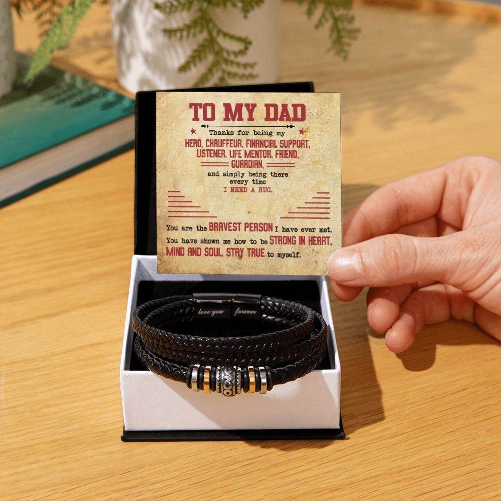 Dad Gifts - Love You Forever Leather Bracelet -Strong in Heart