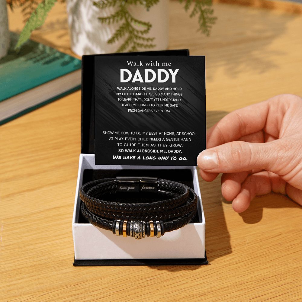 Dad Gifts- Love You Forever Leather Bracelet - Walk with Me Daddy