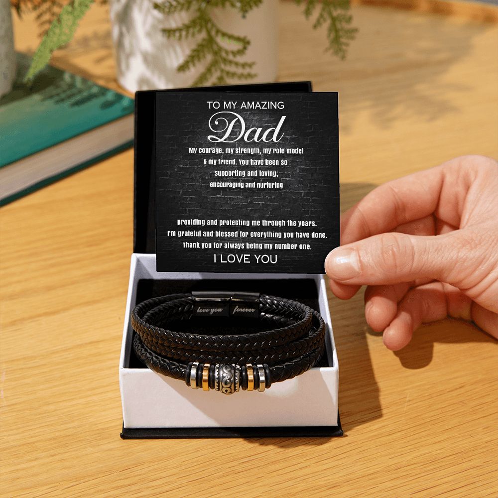 Dad Gifts - Love You Forever Leather Bracelet - Amazing Dad