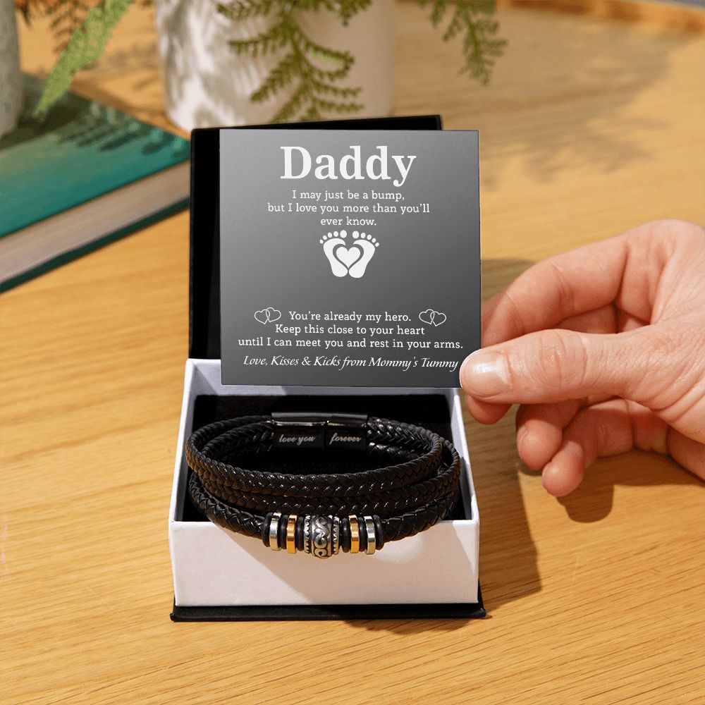 Dad Gifts - Love You Forever Leather Bracelet - From Baby Bump