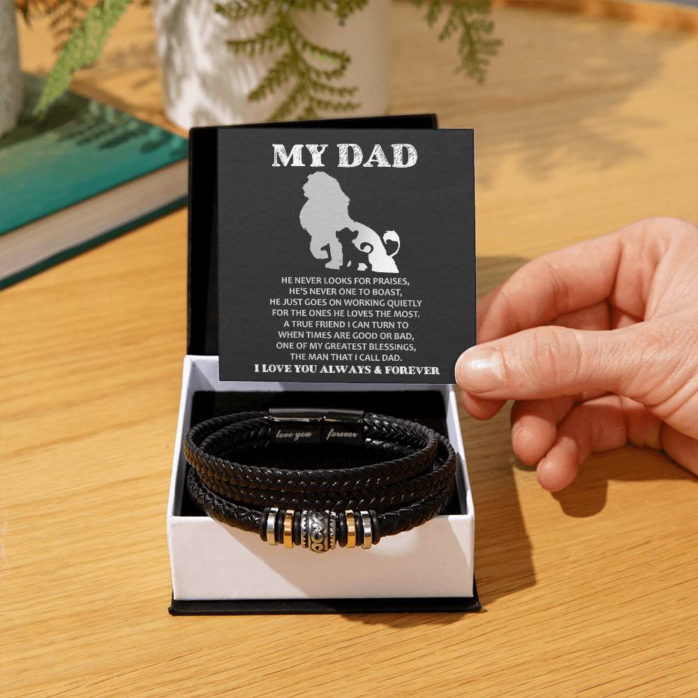 Dad Love You Forever Mens Braided Bracelet Gift - The Man I Call Dad