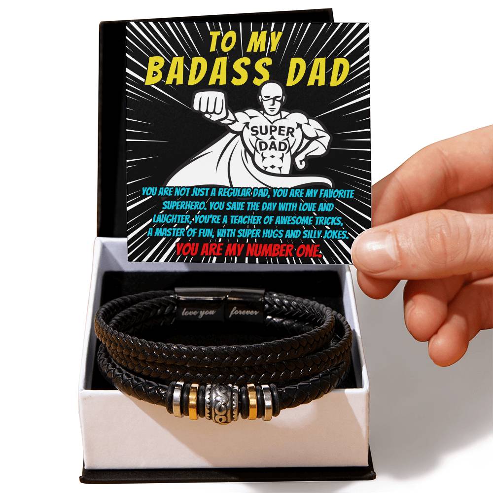 Dad Love You Forever Mens Braided Bracelet Gift - My Superhero