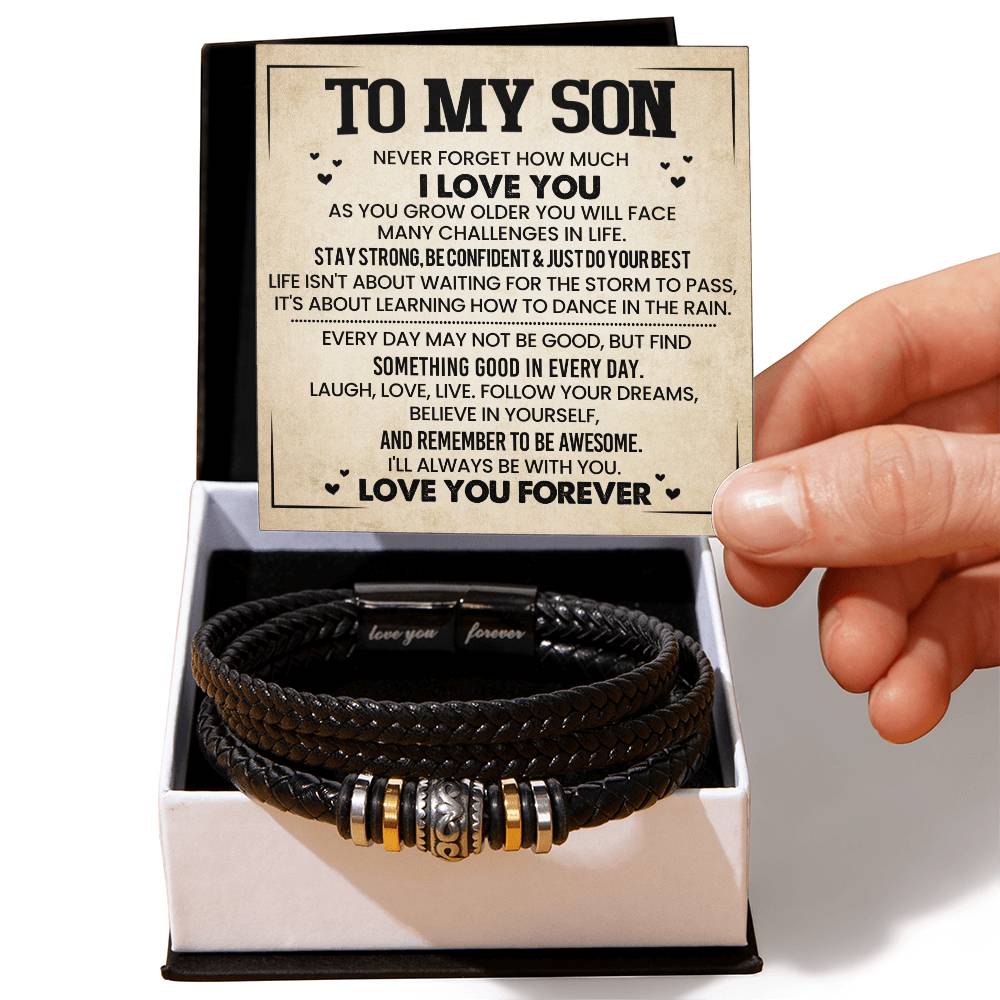 To My Son - Never Forget How Much I Love You - Love You Forever Men's Bracelet