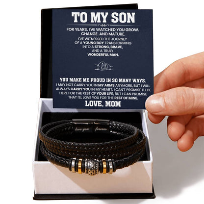 To My Son - You Make Me Proud In So Many Ways - Love You Forever Men's Bracelet - Can be from "Mom", "Dad" or "Mom & Dad"