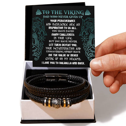 Gift For My Viking Dad - Love You Forever Bracelet - Never Giving Up