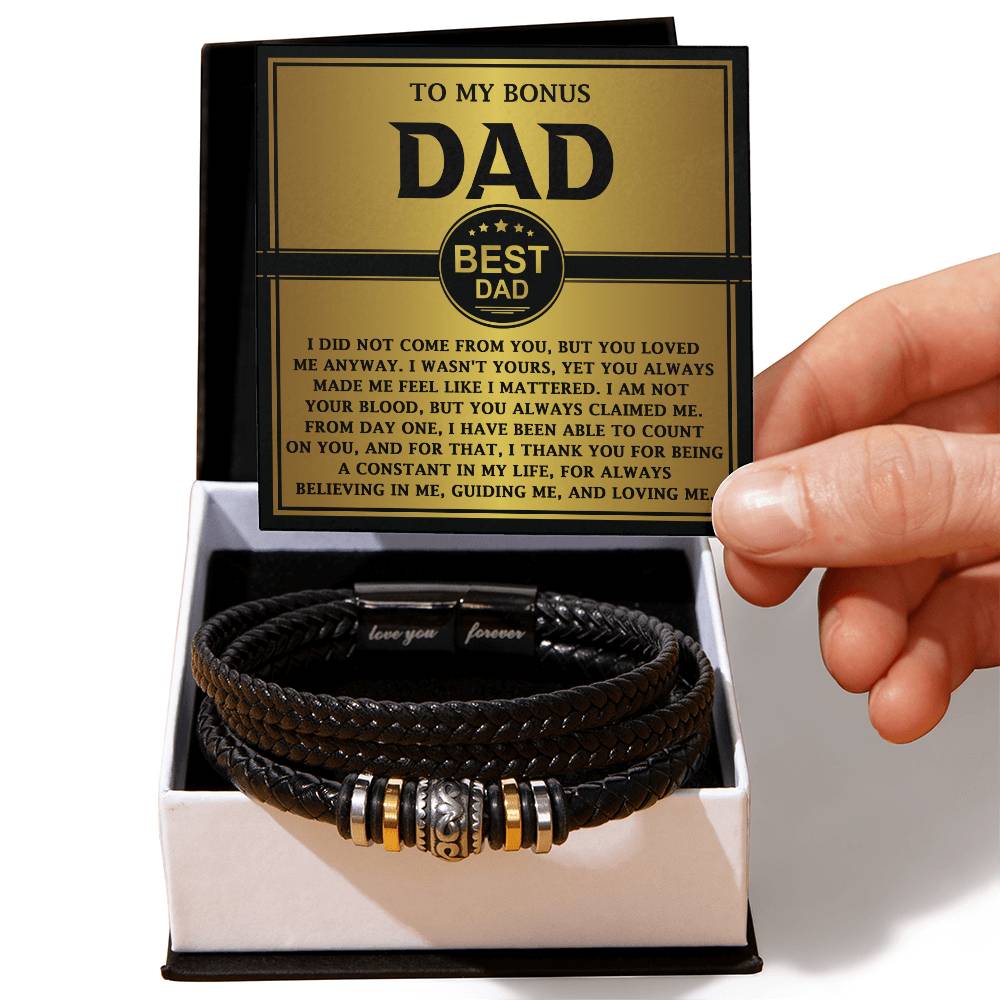 Bonus Dad Love You Forever Mens Braided Bracelet Gift - Always Able To Count On You