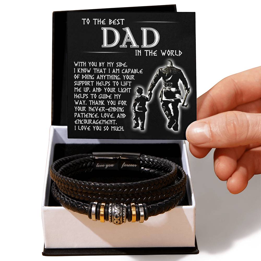 Dad Love You Forever Mens Braided Bracelet Gift -  Thanks You For Being By My Side