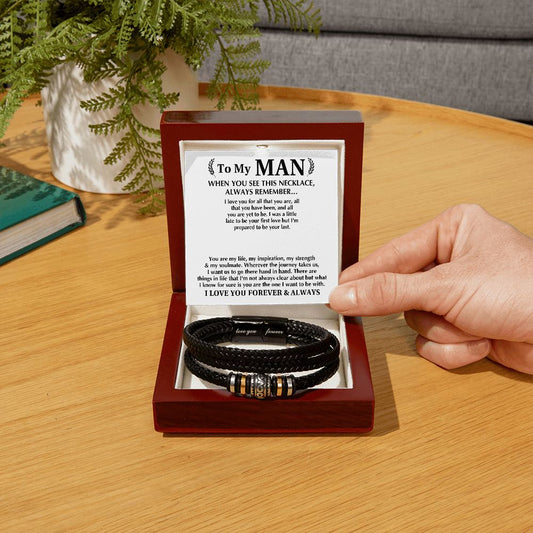 To Man Man Gifts - Love You Forever Leather Bracelet -Always Remember