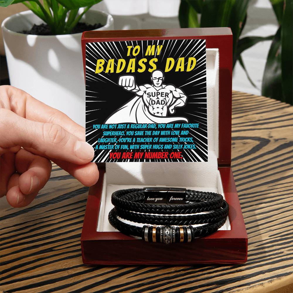 Dad Love You Forever Mens Braided Bracelet Gift - My Superhero