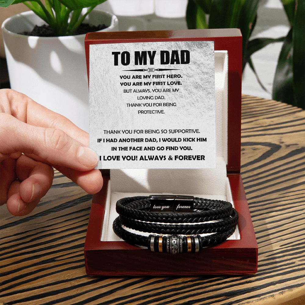 Dad Gifts- Love You Forever Leather Bracelet - Loving Dad