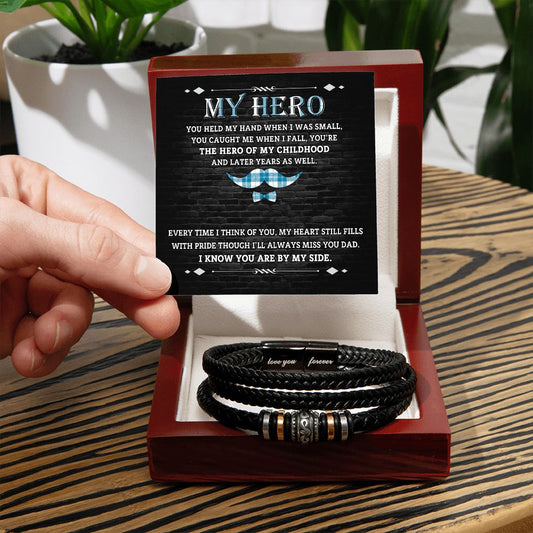 Dad Gifts - Love You Forever Leather Bracelet - Hero Of My Childhood