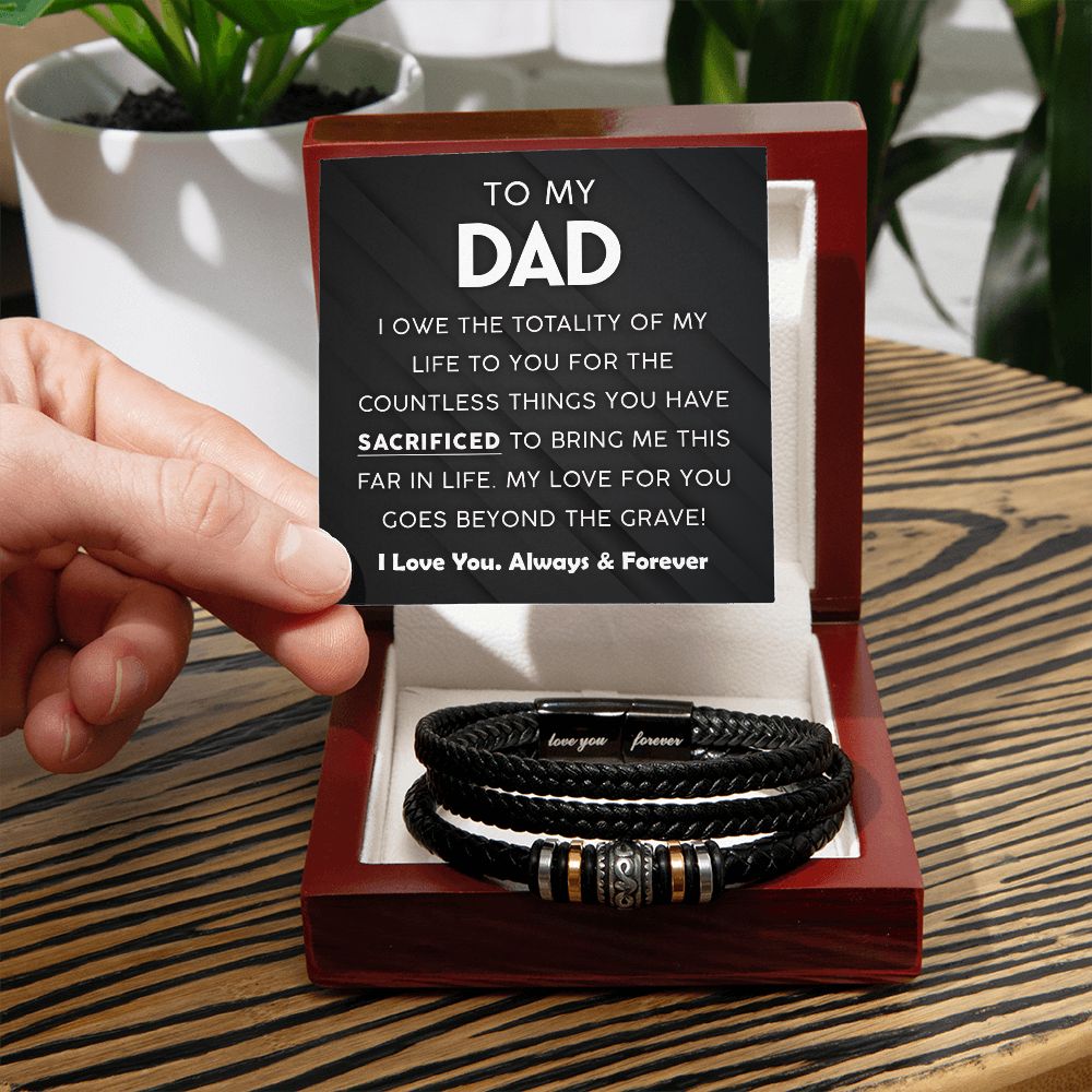 To My Dad Gift - Mens "Love You Forever" Leather Bracelet - Countless Things