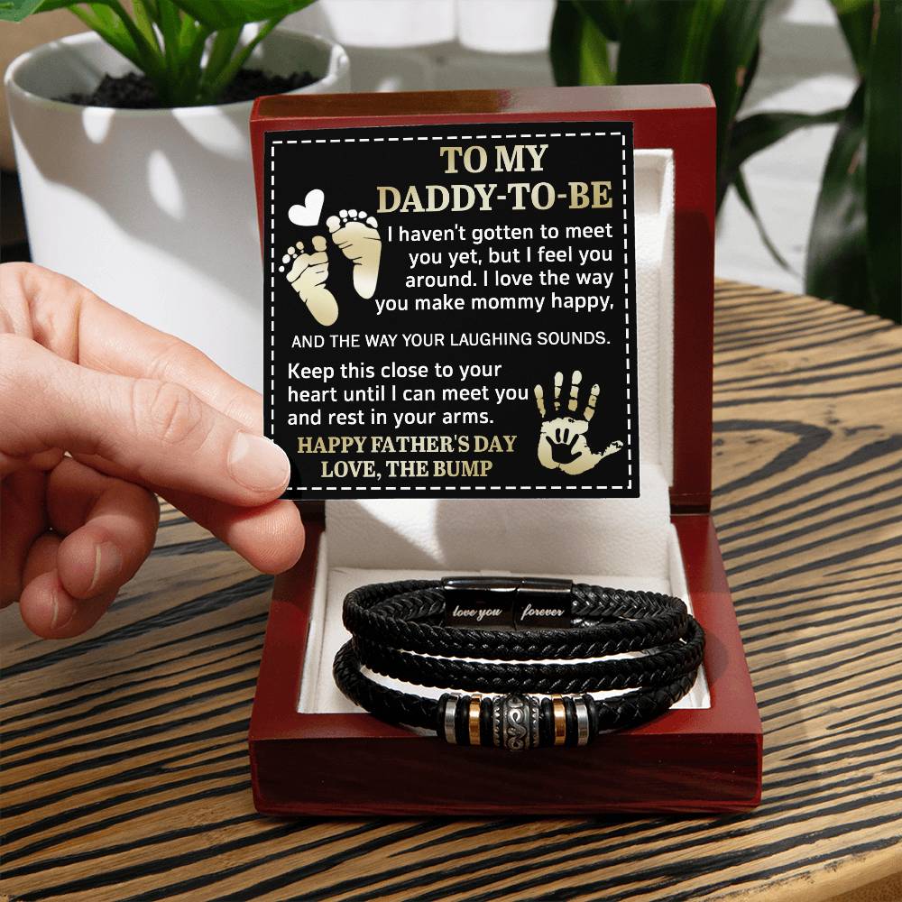 Dad To Be - Love You Forever Mens Braided Bracelet Gift - I Feel You Around