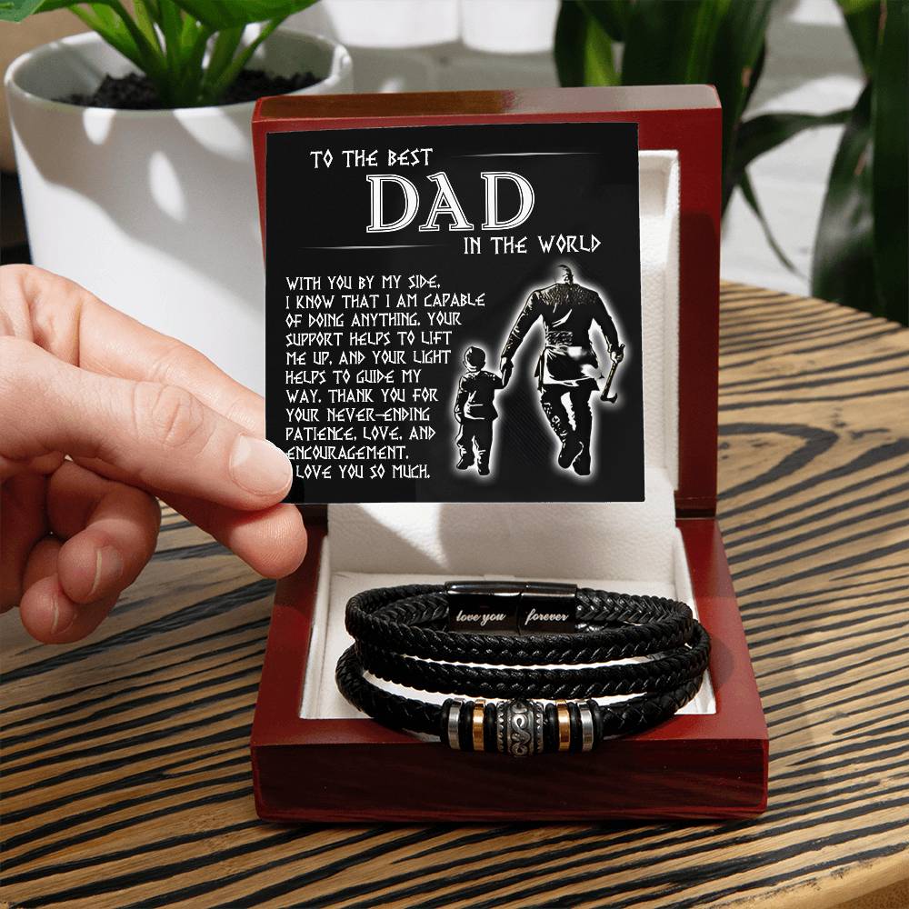 Dad Love You Forever Mens Braided Bracelet Gift -  Thanks You For Being By My Side