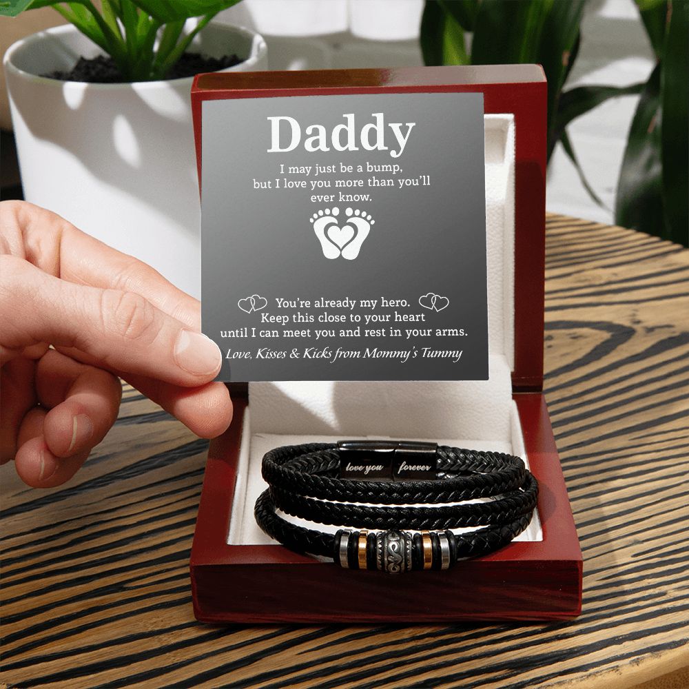 Dad Gifts - Love You Forever Leather Bracelet - From Baby Bump