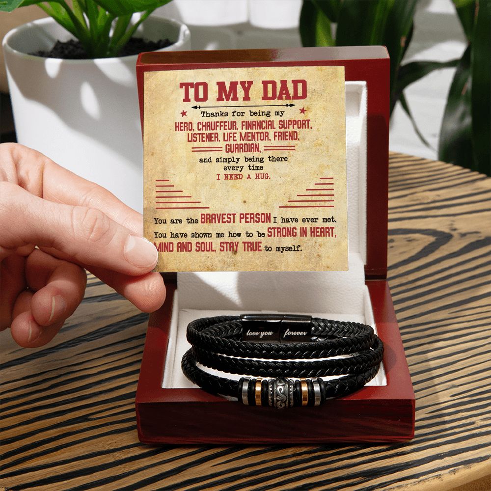 Dad Gifts - Love You Forever Leather Bracelet -Strong in Heart