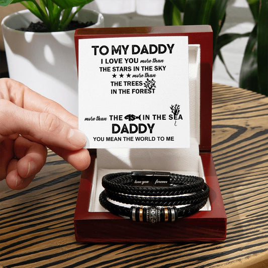 Dad Gifts - Love You Forever Leather Bracelet - Daddy I Love You