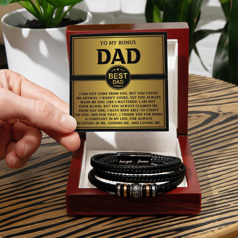 Bonus Dad Love You Forever Mens Braided Bracelet Gift - Always Able To Count On You