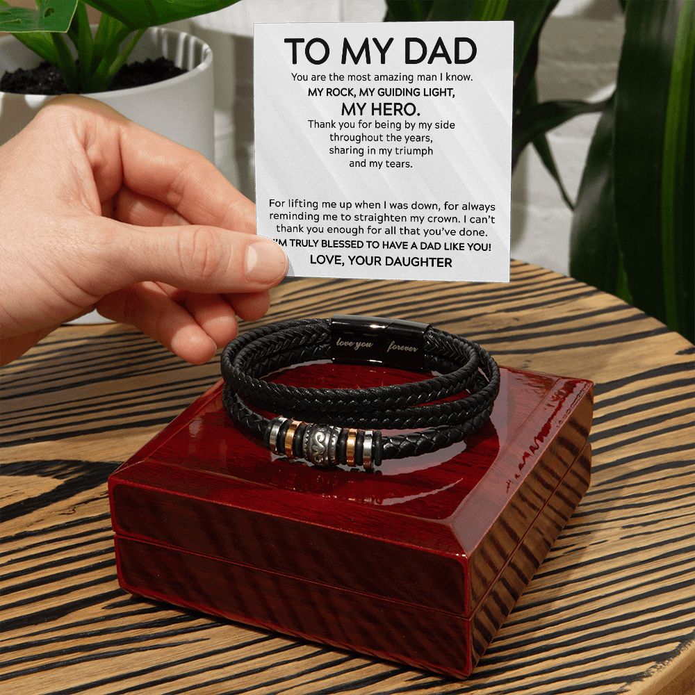 Dad Gifts - Love You Forever Leather Bracelet -Guiding Light