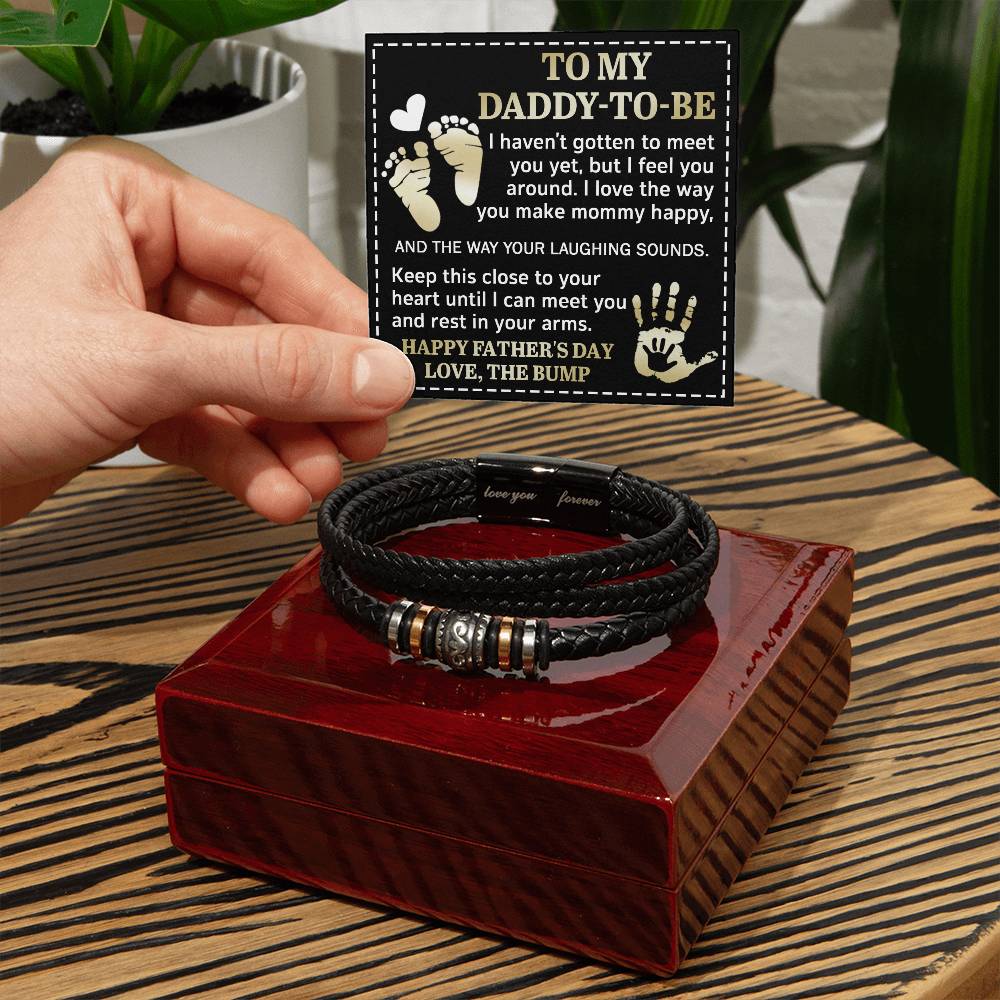 Dad To Be - Love You Forever Mens Braided Bracelet Gift - I Feel You Around