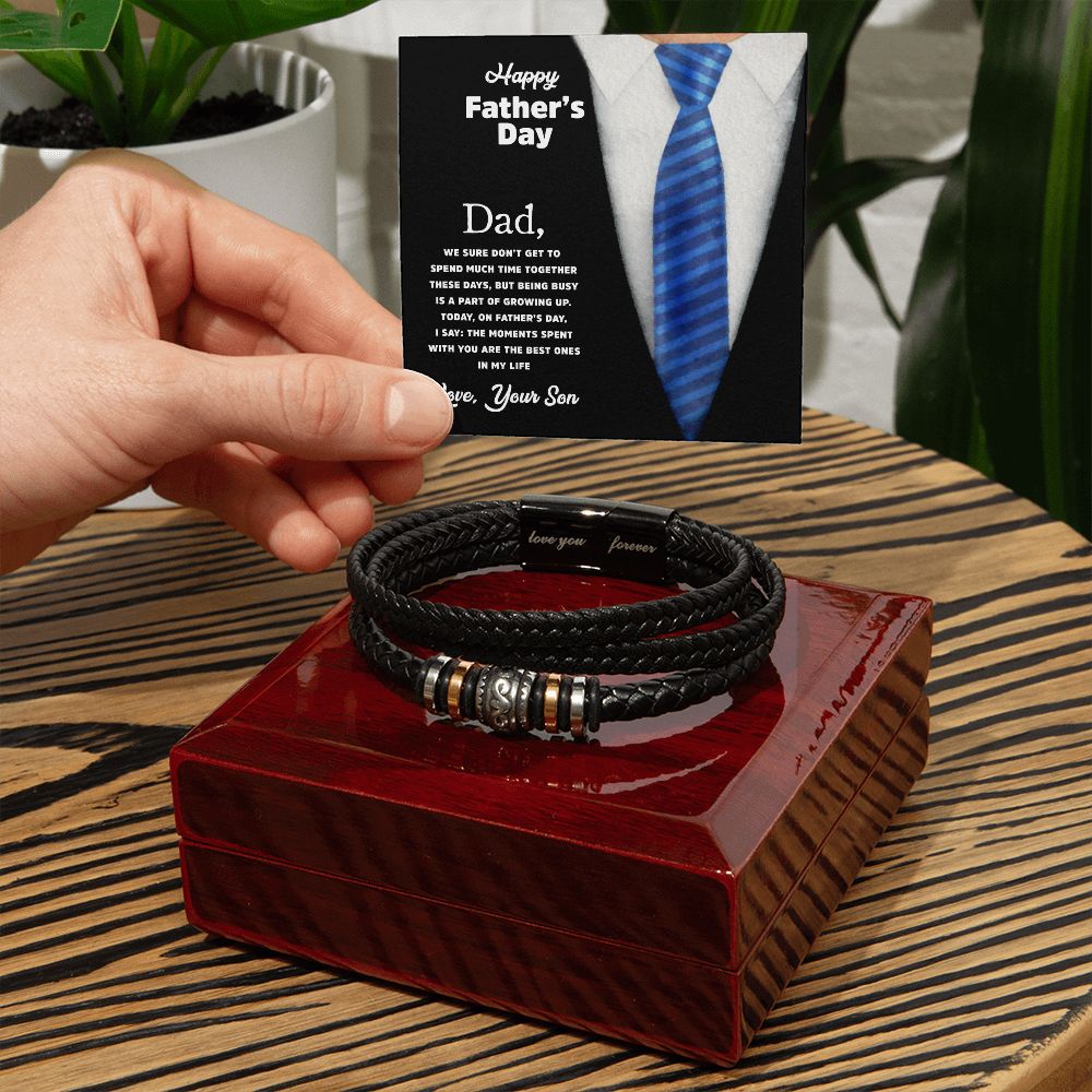 Fathers Day Gift From Son - Love Your Forever Leather Bracelet - Part of Growing Up