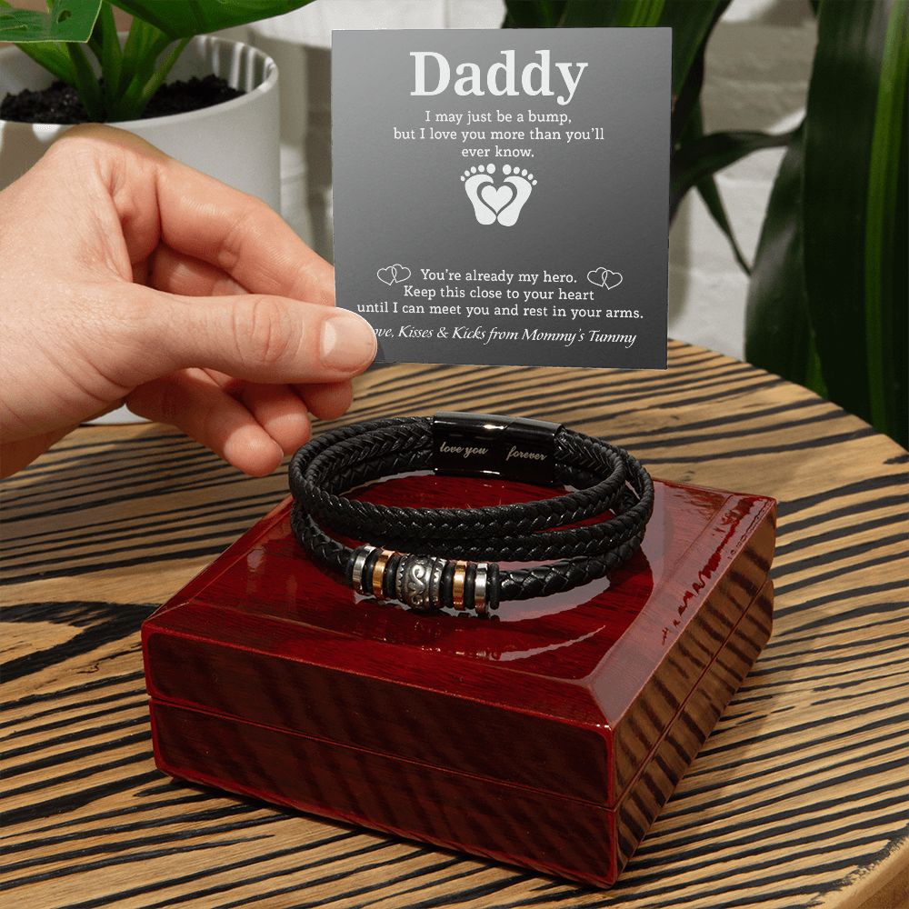 Dad Gifts - Love You Forever Leather Bracelet - From Baby Bump