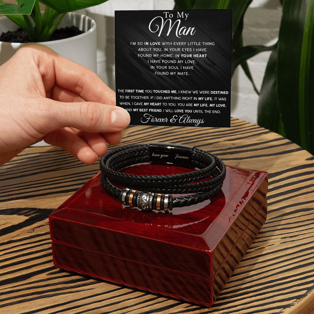 To My Man - Love You Forever Leather Bracelet - My Heart My Life