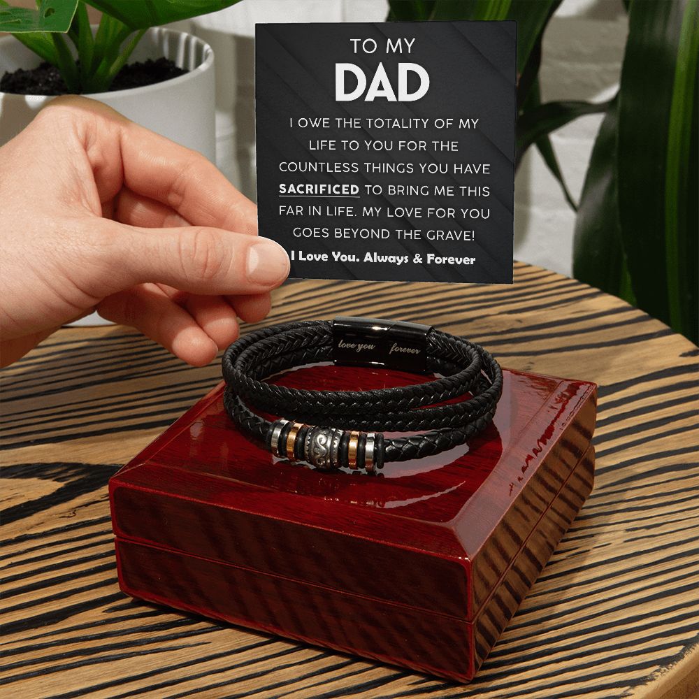 To My Dad Gift - Mens "Love You Forever" Leather Bracelet - Countless Things