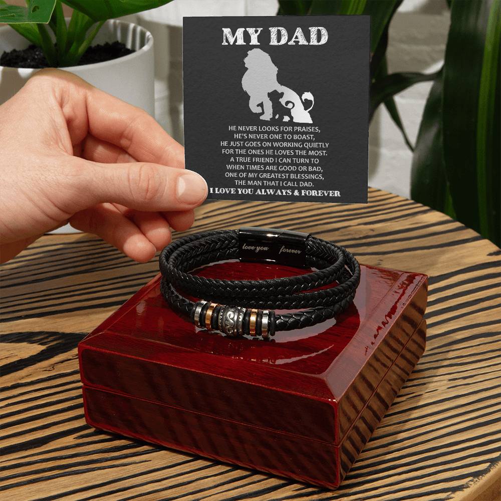 Dad Love You Forever Mens Braided Bracelet Gift - The Man I Call Dad