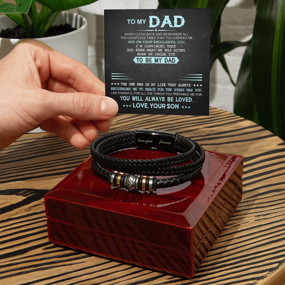 Dad Gifts From Son - Love You Forever Leather Bracelet - God Chose You