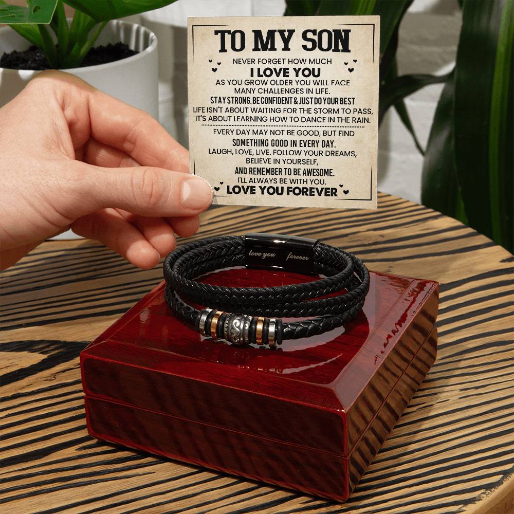 To My Son - Never Forget How Much I Love You - Love You Forever Men's Bracelet