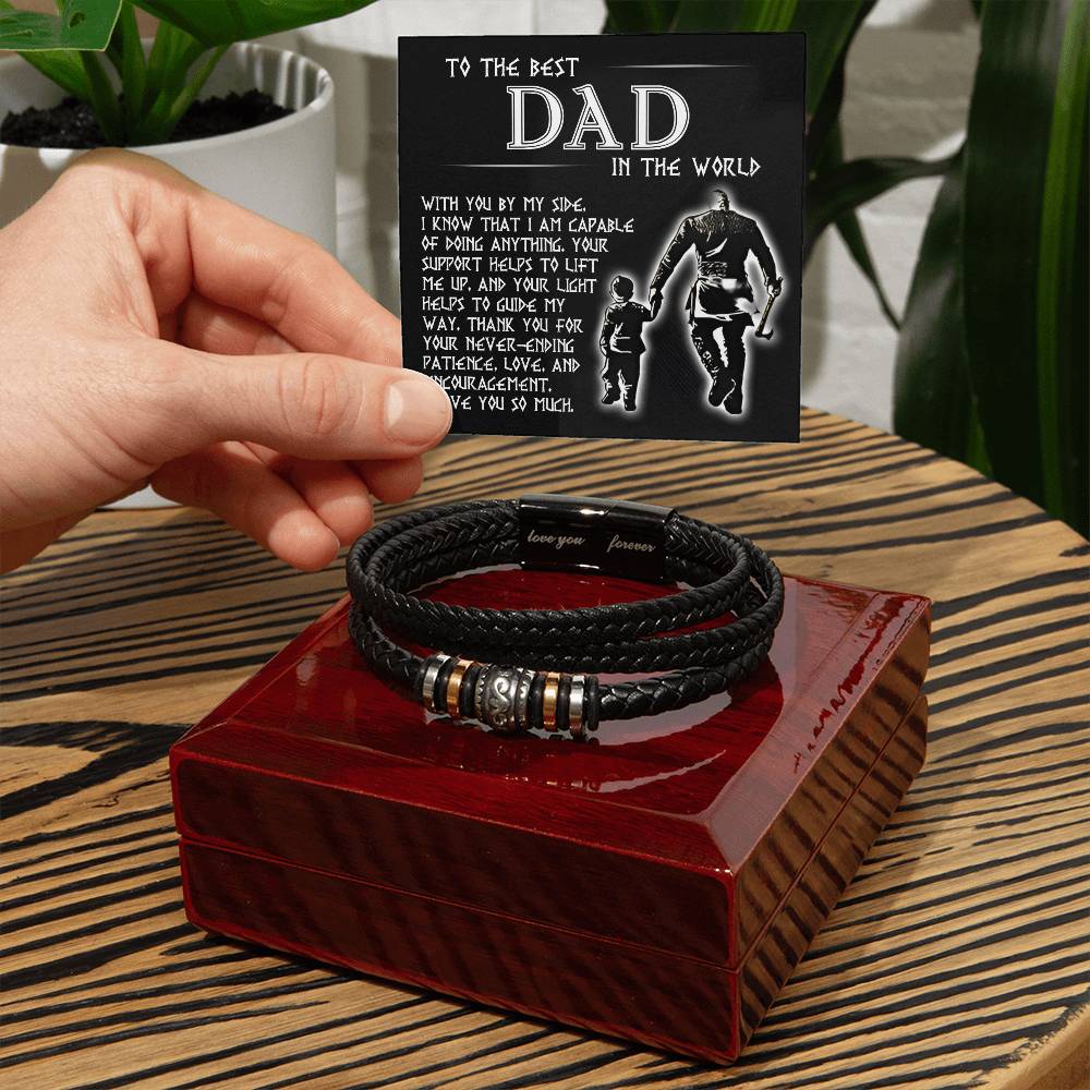 Dad Love You Forever Mens Braided Bracelet Gift -  Thanks You For Being By My Side