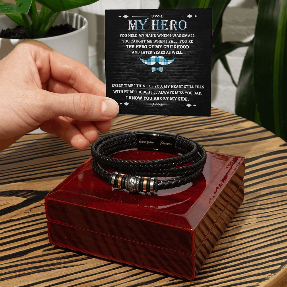 Dad Gifts - Love You Forever Leather Bracelet - Hero Of My Childhood