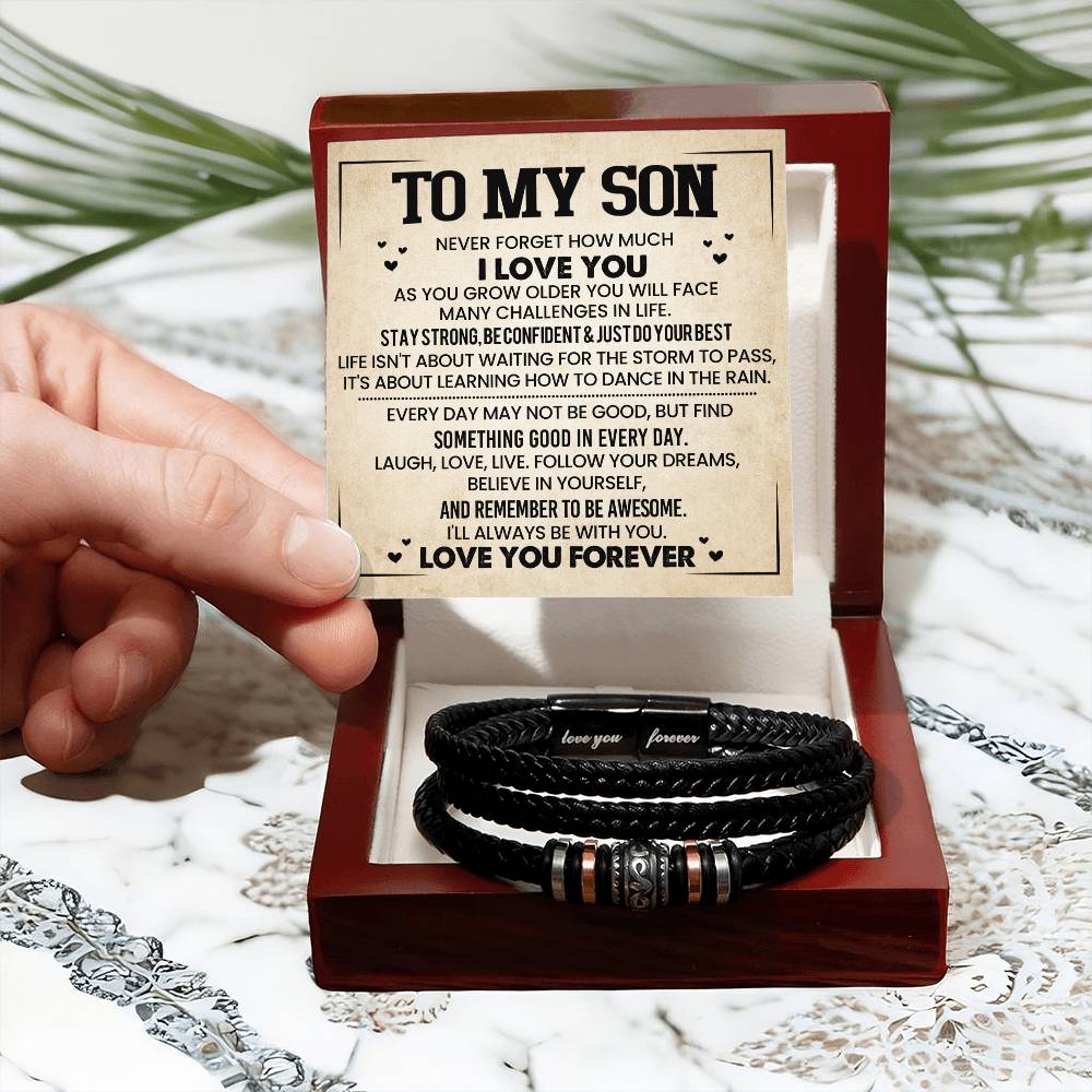 To My Son - Never Forget How Much I Love You - Love You Forever Men's Bracelet