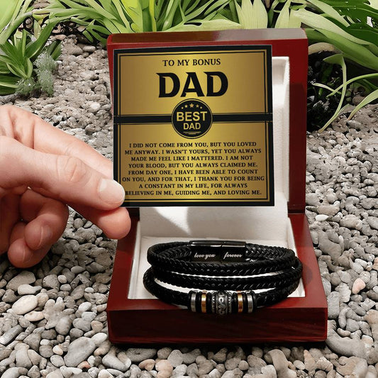 Bonus Dad Love You Forever Mens Braided Bracelet Gift - Always Able To Count On You