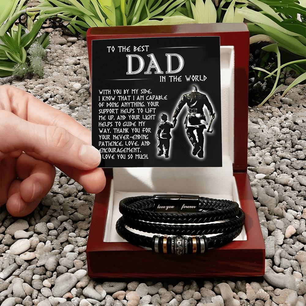 Dad Love You Forever Mens Braided Bracelet Gift -  Thanks You For Being By My Side