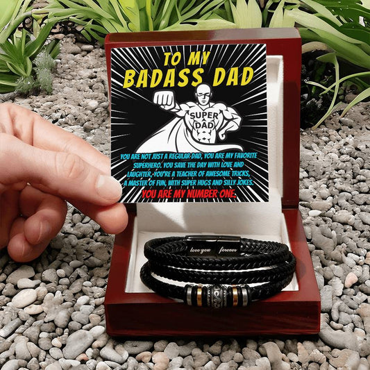 Dad Love You Forever Mens Braided Bracelet Gift - My Superhero