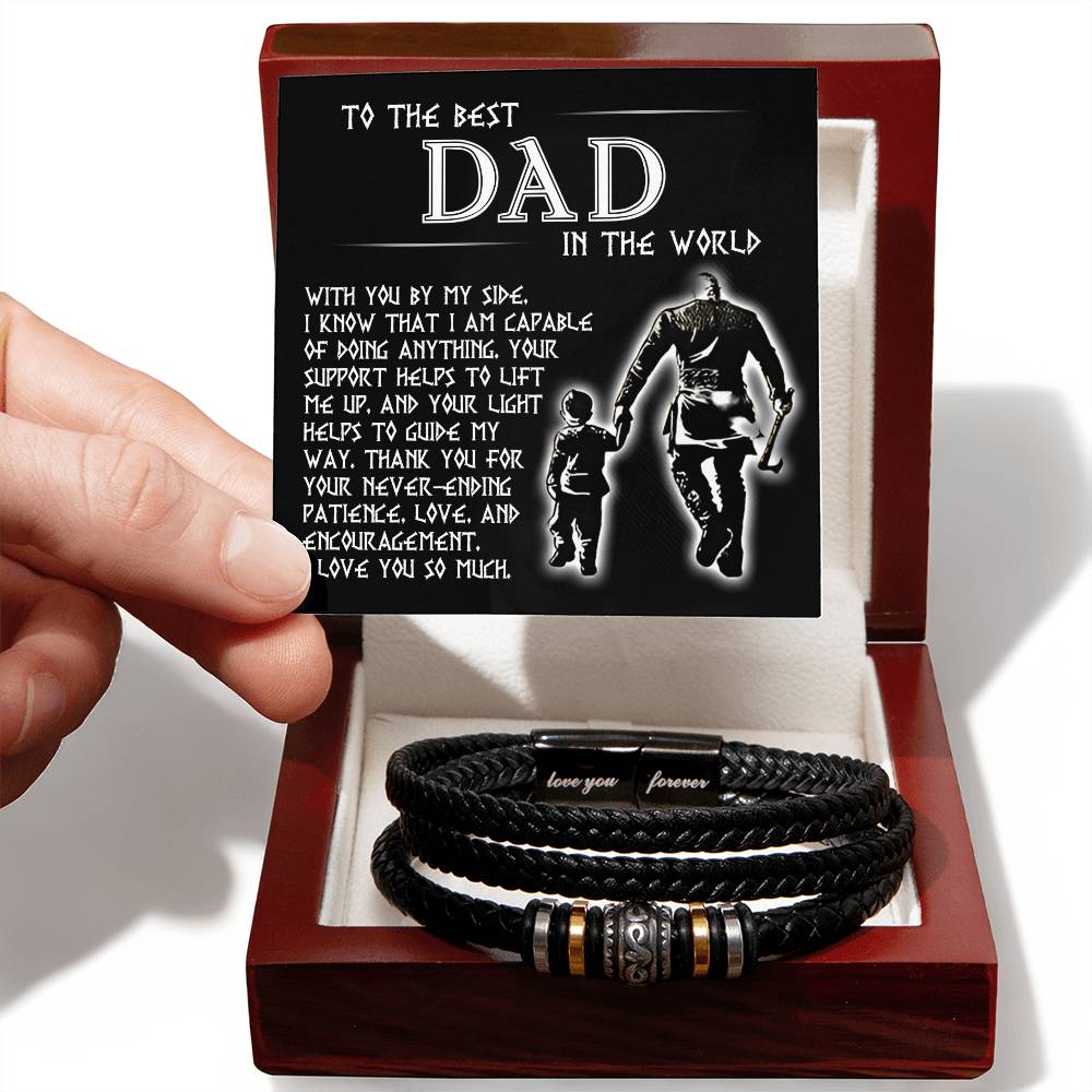 Dad Love You Forever Mens Braided Bracelet Gift -  Thanks You For Being By My Side