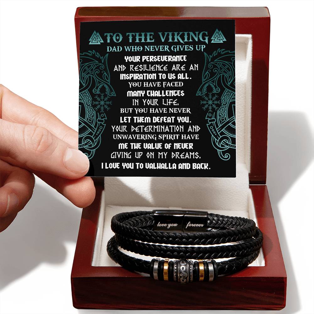 Gift For My Viking Dad - Love You Forever Bracelet - Never Giving Up