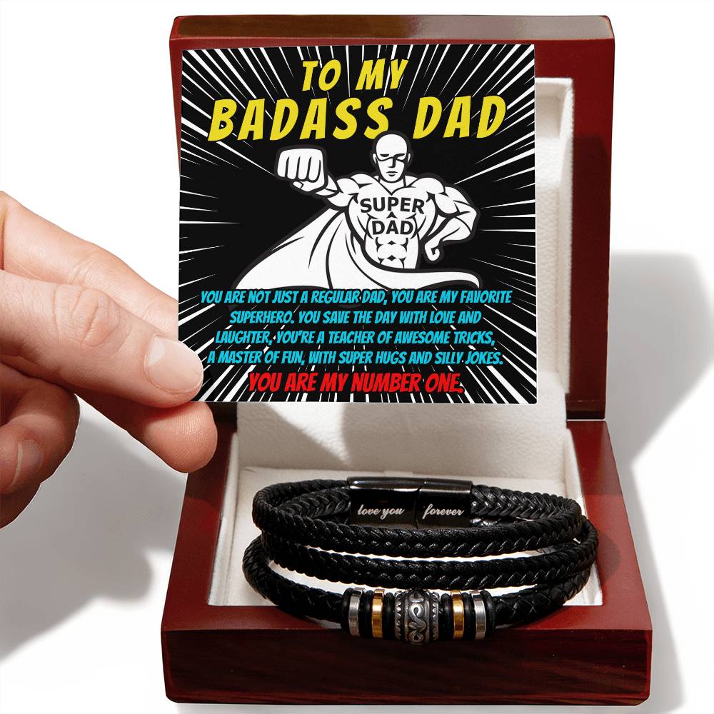 Dad Love You Forever Mens Braided Bracelet Gift - My Superhero