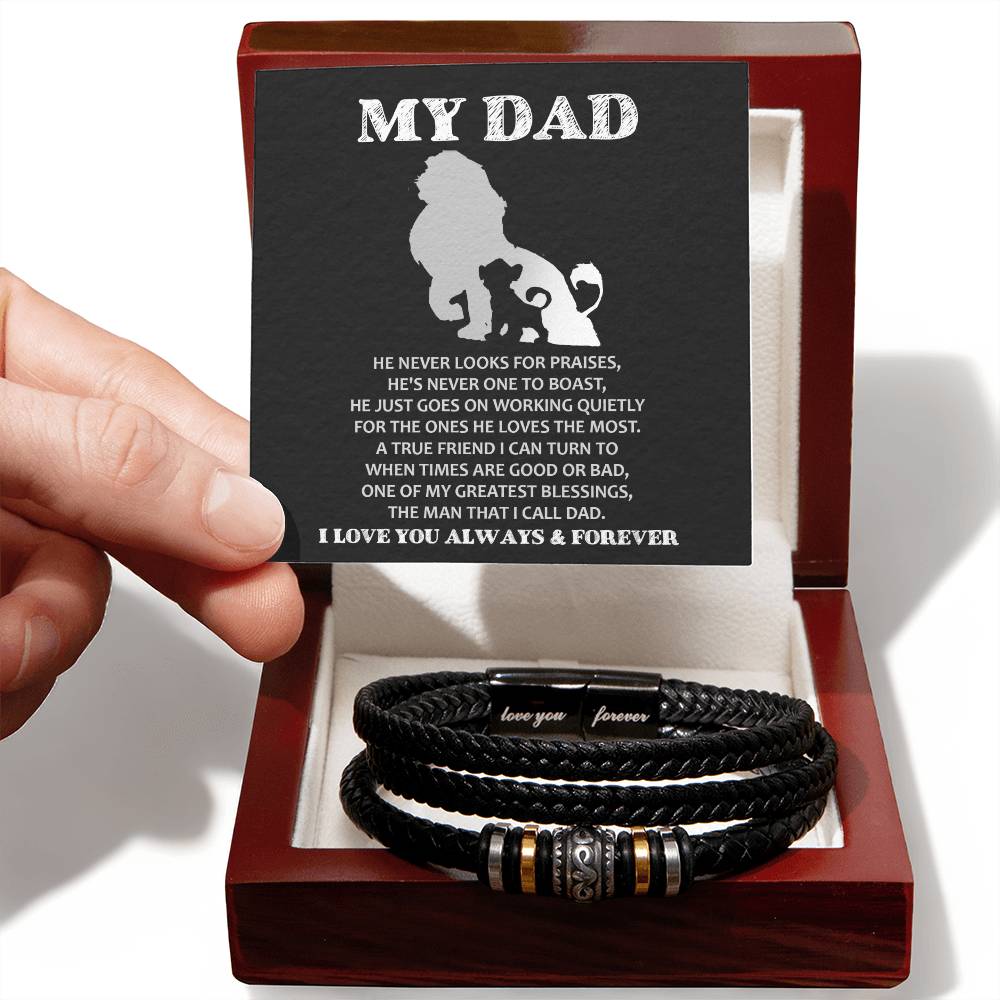 Dad Love You Forever Mens Braided Bracelet Gift - The Man I Call Dad