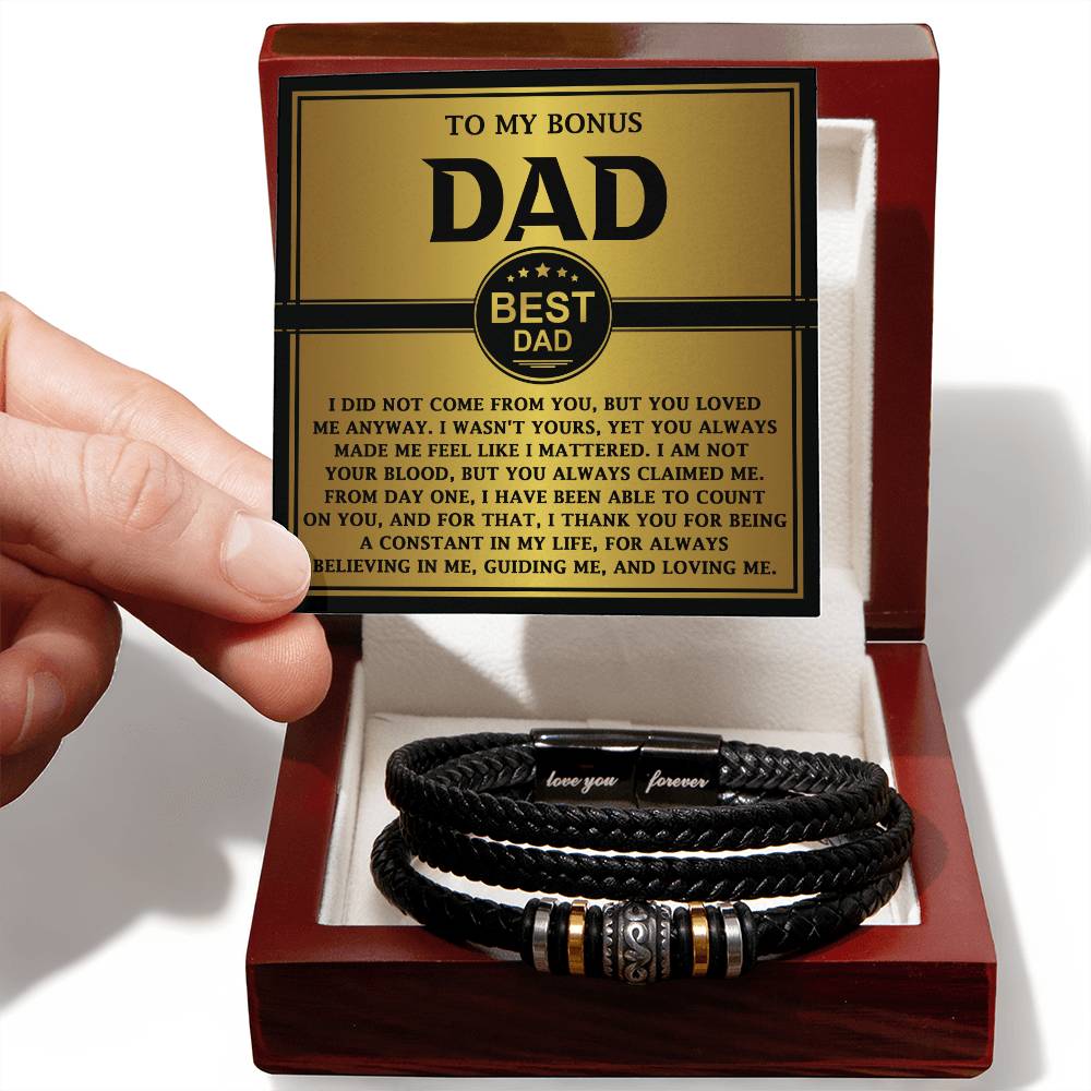 Bonus Dad Love You Forever Mens Braided Bracelet Gift - Always Able To Count On You