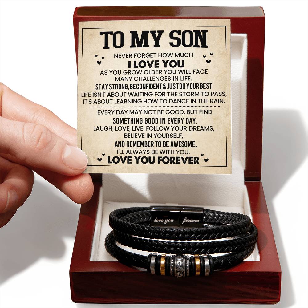 To My Son - Never Forget How Much I Love You - Love You Forever Men's Bracelet