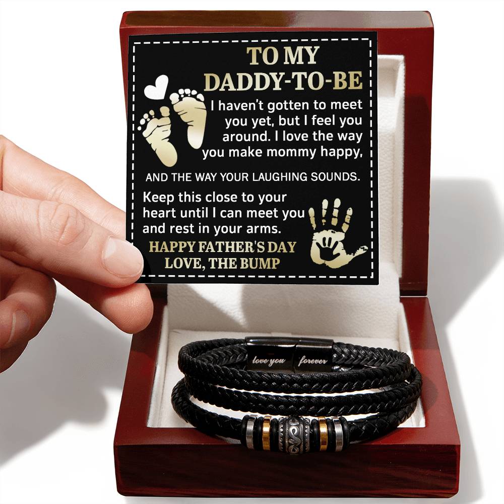 Dad To Be - Love You Forever Mens Braided Bracelet Gift - I Feel You Around