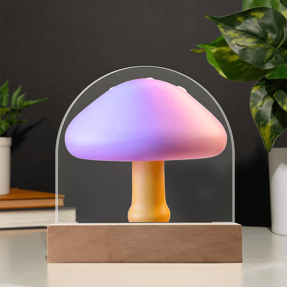 Mushroom Acrylic Dome Display with LED for Lamp or Night Light