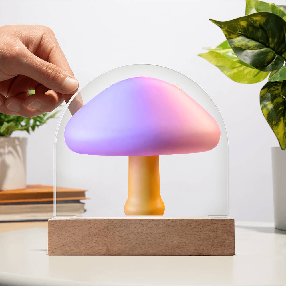 Mushroom Acrylic Dome Display with LED for Lamp or Night Light