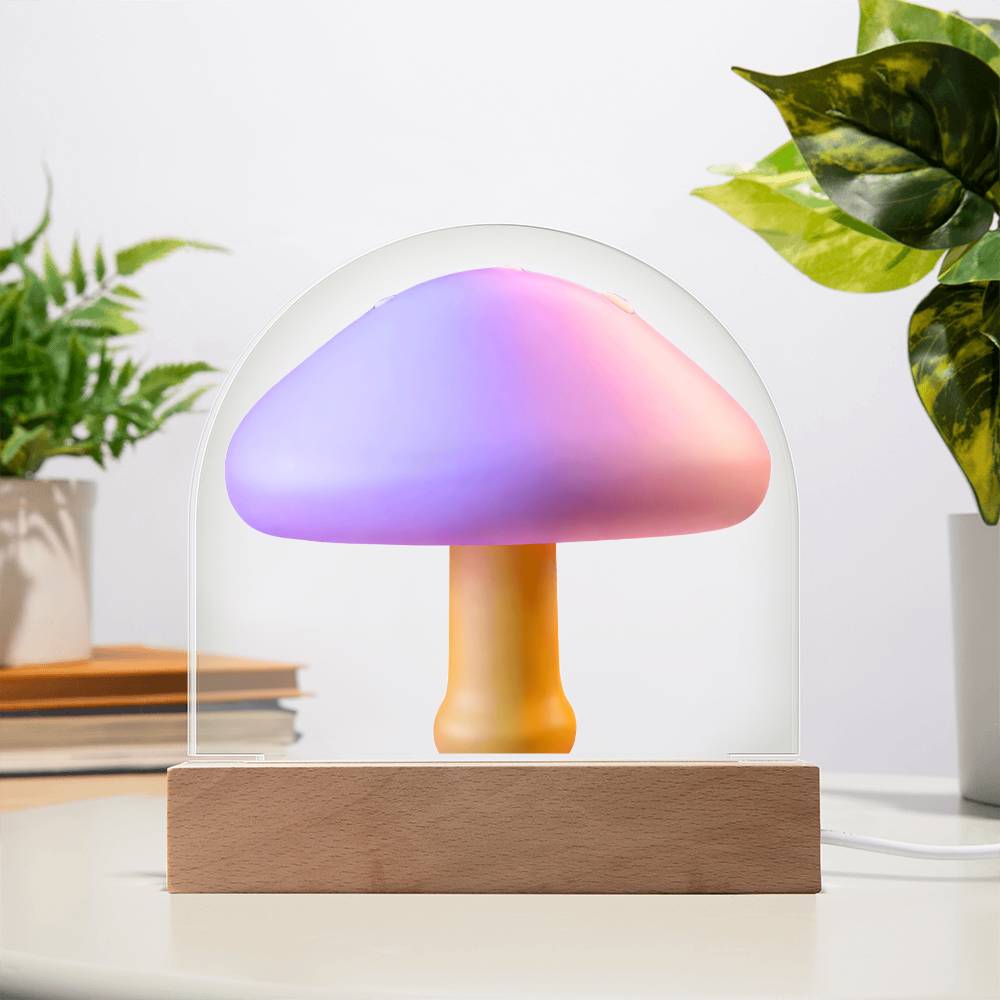 Mushroom Acrylic Dome Display with LED for Lamp or Night Light