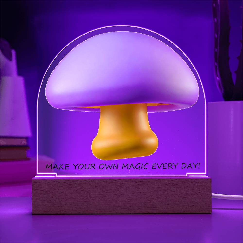 Motivational Magic Mushroom Acrylic Dome Display with LED for Lamp or Night Light