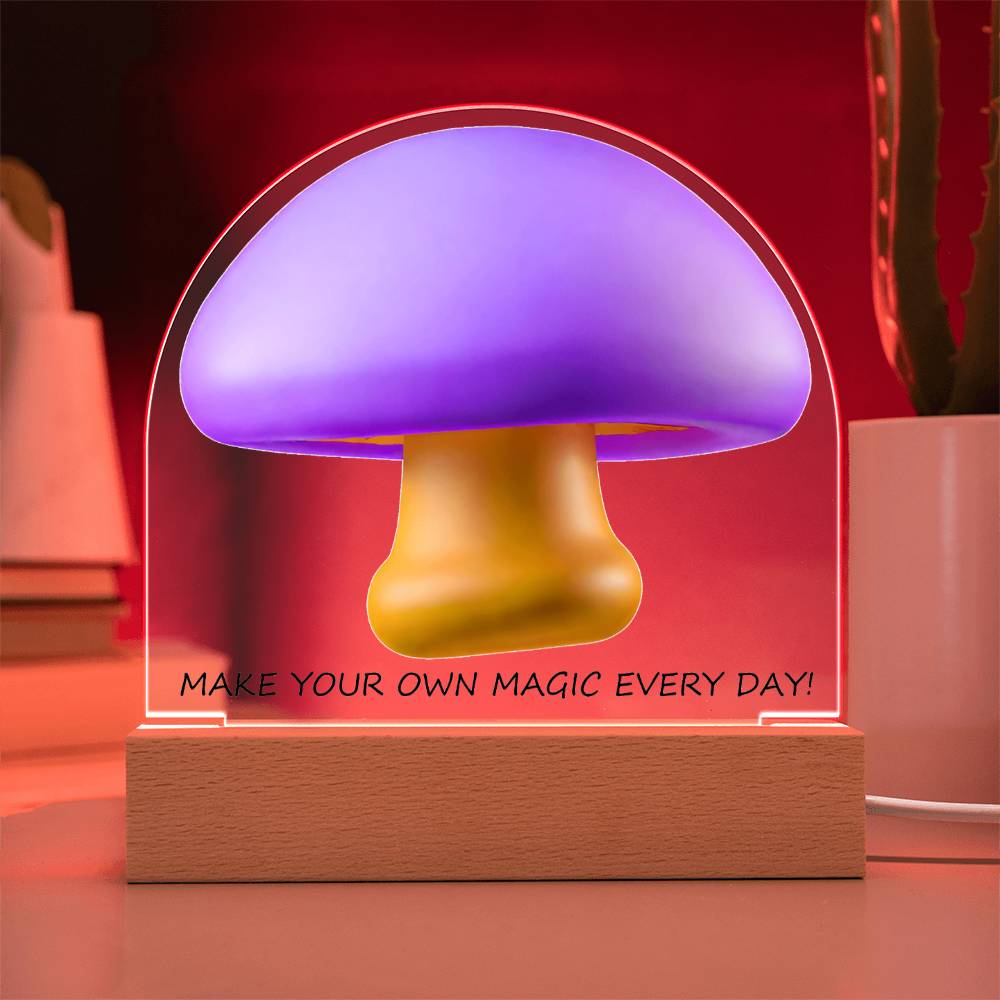 Motivational Magic Mushroom Acrylic Dome Display with LED for Lamp or Night Light