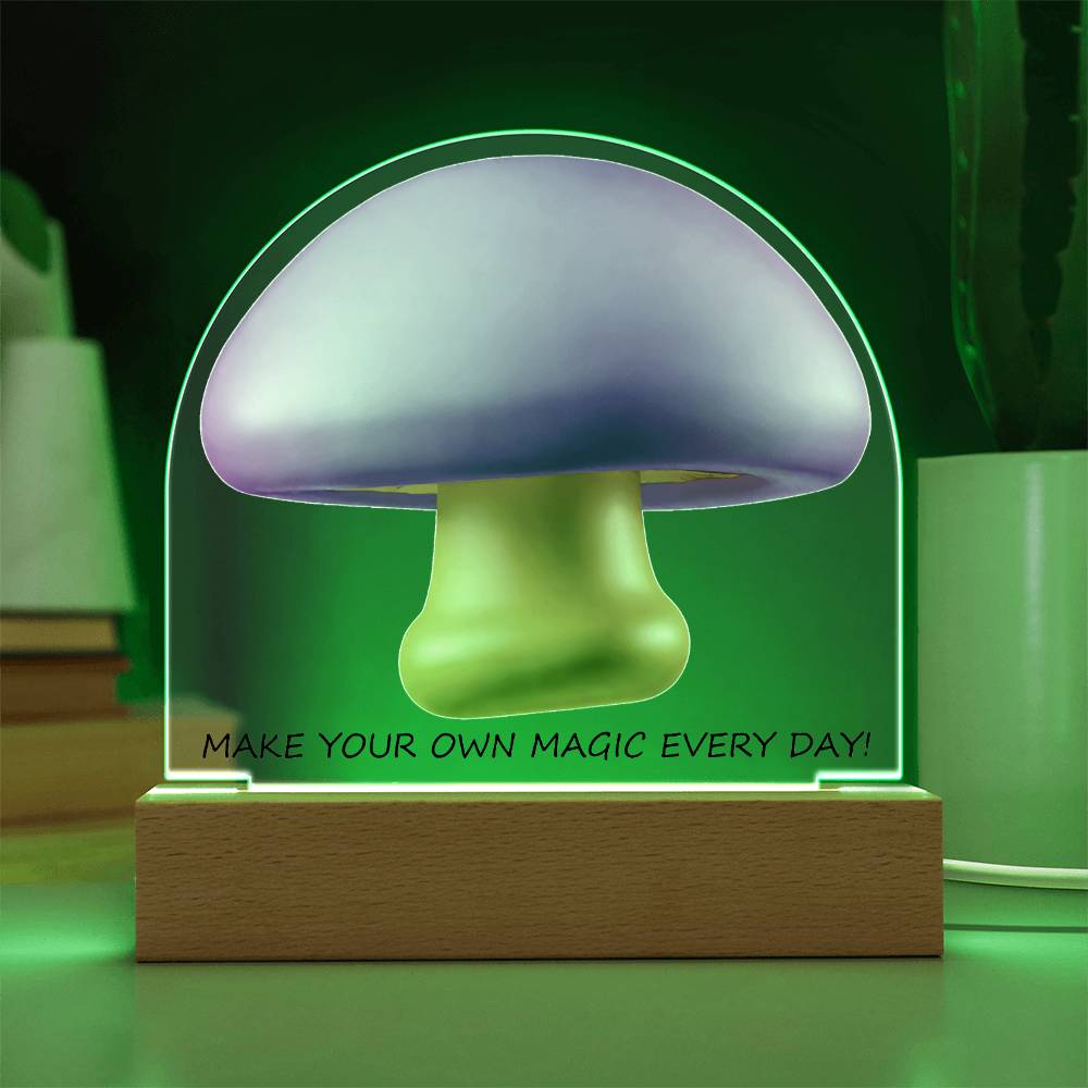 Motivational Magic Mushroom Acrylic Dome Display with LED for Lamp or Night Light